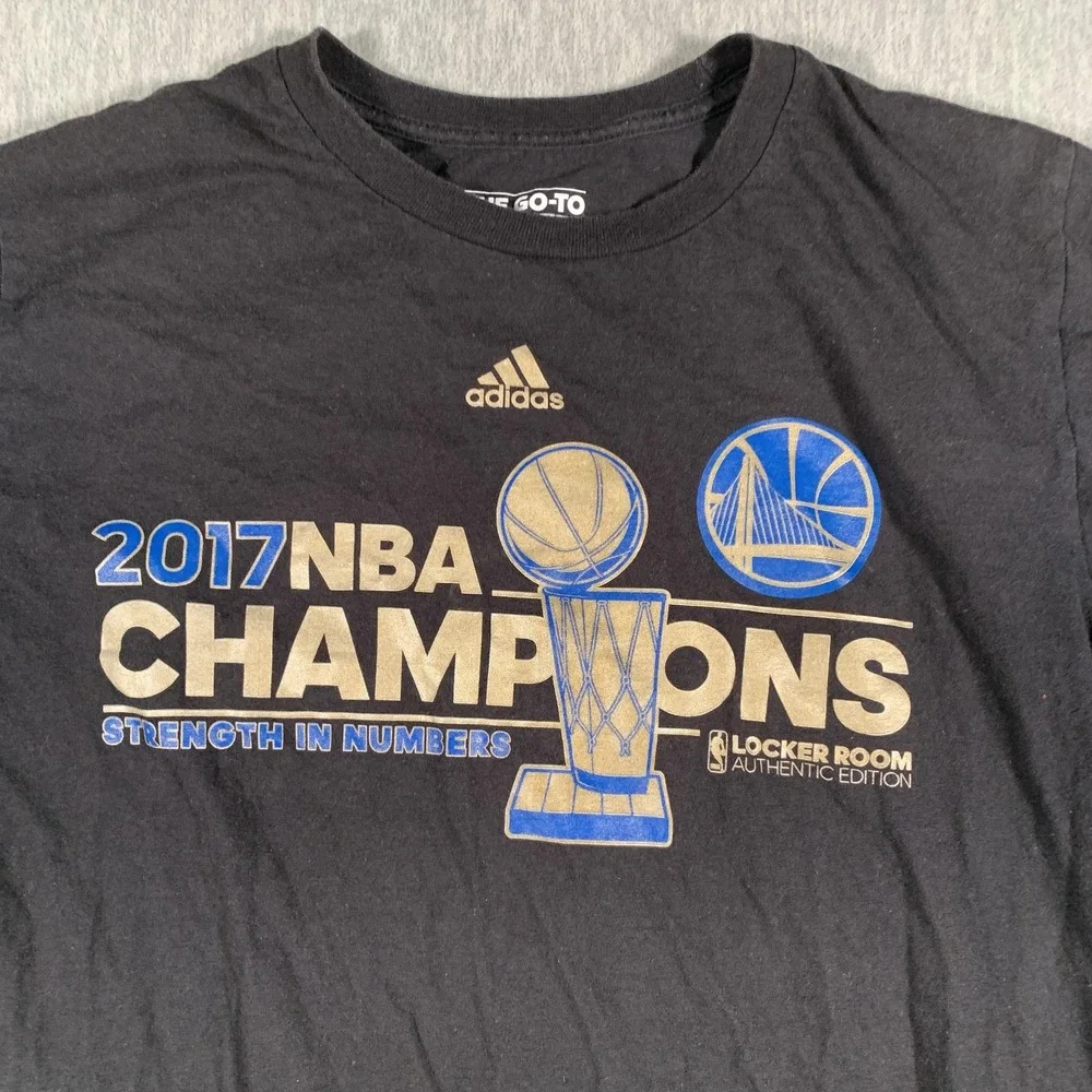 Golden‎ State Warriors Shirt Mens Medium Black NBA Basketball Adidas 2017 Champs